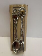 Vintage Souvenir Spoon And Fork Collectible Set From Jerusalem Israel New picture