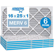 Aerostar 16x25x1 MERV 6 Pleated Air Filter, AC Furnace Air Filter, 6 Pack picture