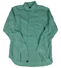Robert Talbott Shirt 100% LINEN turquoise Vacation Long Sleeve Men's L picture
