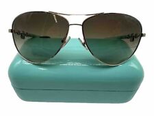 AUTHENTIC Tiffany & Co. Women's Aviator Sunglasses, Gold & Turquoise, TF3034 picture