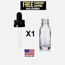 Clear one 1 oz ounce Boston Round Glass Bottles w/ Child Resistant Droppers 30ml picture