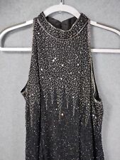 Patra Women's Tank Dress Black Size 12 Silk Beaded Embroidered Sleeveless Long picture