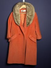 VTG 60s Tisse a Paris for Lilli Ann Swing Coat Lined Funky Orange  Mohair Rare picture