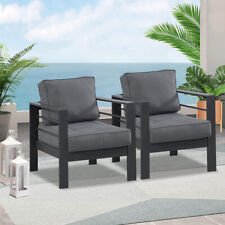 WINDAZE 2 Pcs Patio Furniture Armchair Outdoor Sofa Metal Chair with Cushions picture