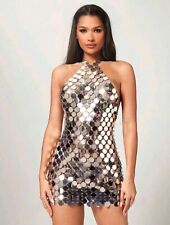 Rave Paco Rabanne H&M Style Club Festival Disc Sequin Dress S picture