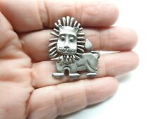 Rare Singed LG  Louis Giusti Pewter Lion Brooch Vintage picture
