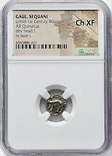 CELTIC GAUL SEQUANI Mid-1st Century BC Silver AR Quinarius Head/Boar NGC Ch XF picture