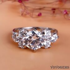 3 CT Moissanite Fancy Engagement Ring Solid 14K White Gold Round Cut VVS1 picture