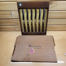 Vintage Oneida Custom 6 Pc. Steak Set In Box With Hanging Block Made In USA picture