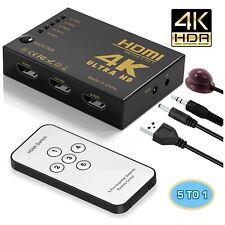 4K HDMI Switch Splitter 5 Port Selector Switcher Hub IR Remote HDTV 5 In 1 Out picture