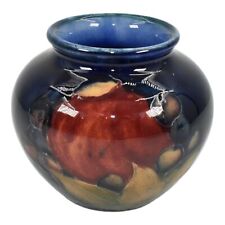 Moorcroft 1910-30s Vintage Art Pottery Red Pomegranate Grapes Blue Cabinet Vase picture