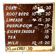 vtg 70s Handpainted Fair Park Circus Drink Menu coke tea milk chili food SIGN picture