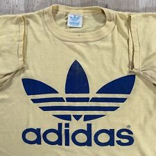 Vintage 1980s Adidas Trefoil T-Shirt Men Small Single Stitch Yellow Blue picture