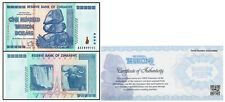 Zimbabwe 100 Trillion Banknote 1 Note AA/2008, UNC. COA .. PARKER special picture