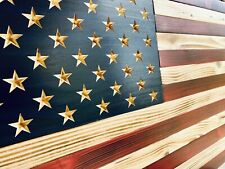 Handmade Wooden American Flag by Eagle Wood Flag Company 13x25 picture