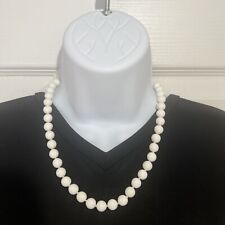 Vintage Mid Century Modern MCM 1950’s White Plastic Beaded Necklace, 21” Long picture
