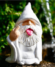 White Wizard Gnome Middle Finger Garden Smoking Yard Lawn Ornament Statue Decor picture