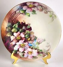 1900's J.P.L. (Jean  Pouyat) LIMOGES Hand Painted Pink Roses Plate 8.5” Antique picture