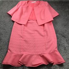 Nipon Boutique Womens Jacket & Dress 2 Piece Set Size 16W Pink Beaded Back Zip picture