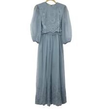 Miss Elliette of California vintage original 1960s blue chiffon dress-size S picture