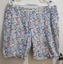 TALBOTS Women's Flat Front Perfect Bermuda Shorts Multicolor Floral Size 16 picture