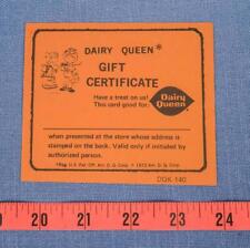 Vintage Dairy Queen Gift Certificate 1972 Dennis The Menace dq picture