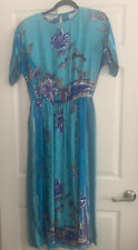 Vintage UMI COLLECTIONS by ANNE CRIMMINS Silk Midi Dress  Sz. 10 Blue Floral picture