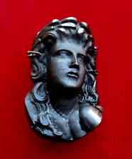Antique Matte & Gloss Finish French Jet Cameo Brooch picture