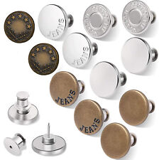 NEW 12 Sets Button Pins Jeans No Sew Metal Pant Instant Replacement Reusable US picture
