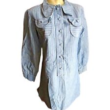 Vintage Womens Dress 8 1970's BLUE PINSTRIPE RUGGED GRASSHOPPER Scooter Mod picture