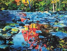 Laurie Bender Vivid Autumn Colors Reflection Creek  Watercolor Artist Proof 9/9 picture