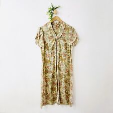 Vintage Handmade Neutral Color Floral Peter Pan Collar Dress Size M/L picture