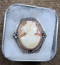  Silver Cameo Pin/Brooch VTG  picture