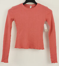 New BP Women's XXS Long Sleeve Red Slate Lettuce Edge Waffle Knit Thermal Top picture