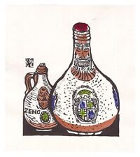 WB Sumio Kawakami Japanese Woodblock Prints Asian Antique sake bottle 1960 picture