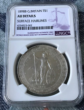 1898-B Great Britain Silver Trade Dollar NGC AU Details Surface Hairlines picture