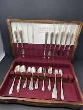 1847 Rogers Bros Silverplate, 40+ Piece Flatware Silverware Set with Box Vintage picture