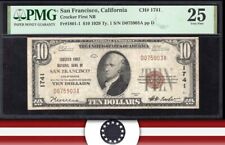 1929 $10 SAN FRANCISCO, CA NATIONAL BANKNOTE PMG 25 CALIFORNIA 75903. picture