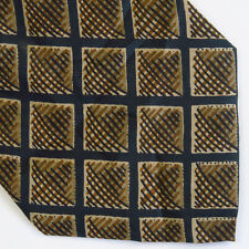 Vintage Crossbow Green Brown Checks Plaid Crosshatch Neck Tie 60x4 Long Retro picture