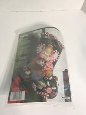 Vintage New Sealed 2010' Plaid Bucilla 18” Cupcake Angel Felt Stocking USA Made picture