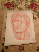 Antique 1935 Herman Thomas Signed Red Chalk / Pastel Drawing Study Man / Statue picture