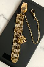 Elegant 12k gold filled fob Mesh Chain W Ornate 4.5” Vtg Gf Victorian 12g 13mm picture
