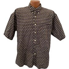Vintage C.M. Sport Shirt Button Front Mens Size Large Multicolor Novelty Pattern picture