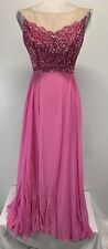 Vtg Mike Benet Formal Gown Sz 7 Long Pink Flowy Sequin Bodice READ Prom Pageant picture