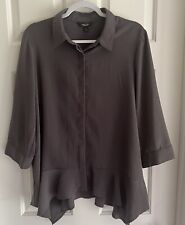 Simply Vera Vera Wang Womens Tunic Blouse Black Collared Neck Lightweight Sz L picture