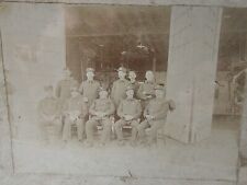 Antique Firemen Photo On Board Uniform Sitting Department picture
