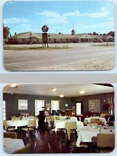2 Postcards WEST LaFAYETTE, IN ~ Roadside CEDAR CREST HOTEL Dining Room c1950s picture
