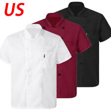 Unisex Short Sleeve Chef Coat Jackets Kitchen Work Uniform Restaurant Cook Top picture