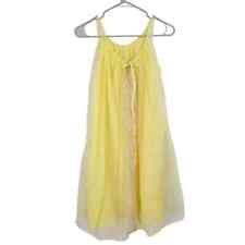 Vintage 60s Negligee Dress Yellow Sleeveless Embroidered Trim Chiffon Size S picture