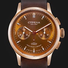 Strela Bronze Watch Chronograph Hand Wound 1 9/16in Sea-Gull ST1901 High picture